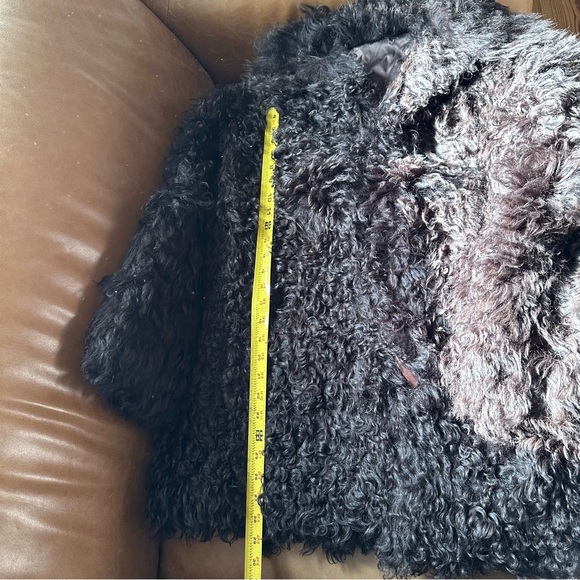 Vintage chocolate brown fur shearling curly lamb leather penny lane coat jacket - Picture 13 of 16